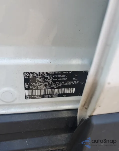 2021 Toyota Rav4 Le z USA, uszkodzony, nr VIN 2T3F1RFV5MW207550